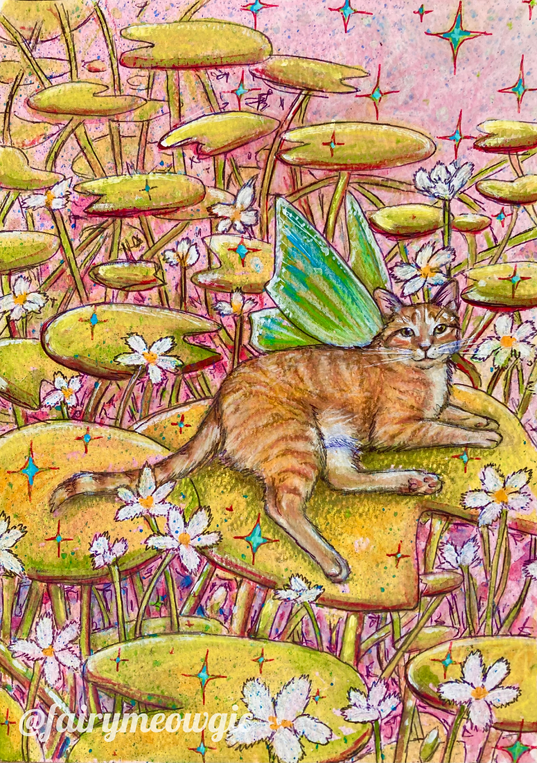 Custom Watercolour Fairy Cat Painting