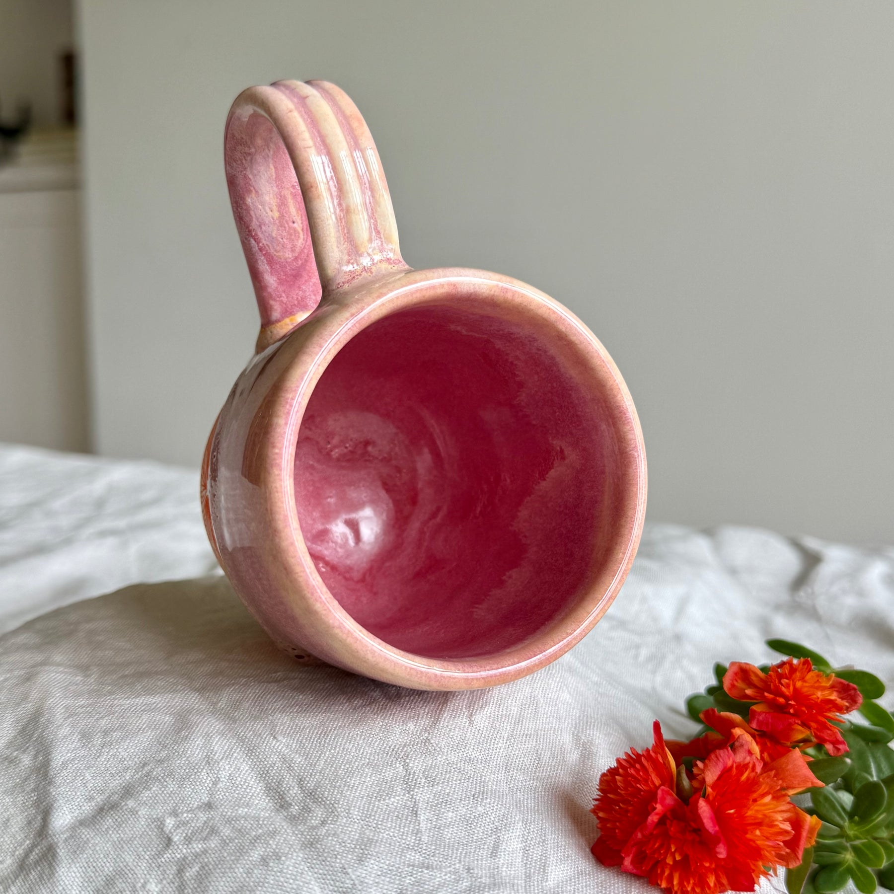 Handmade Ceramic Mug | Tumbler | Orange Blossom | Wheel Thrown Pottery