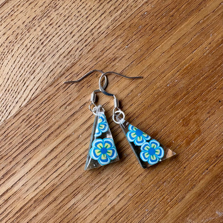 Light blue flowers resin earrings