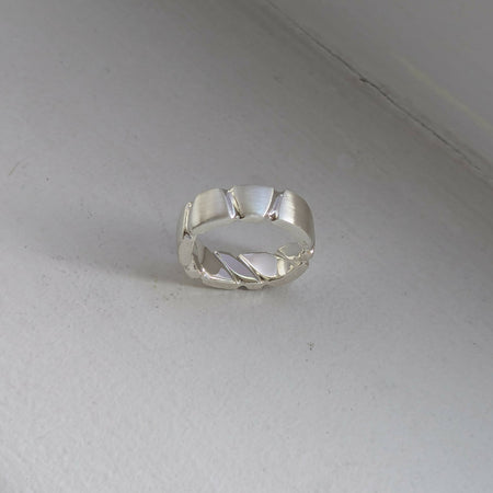 sterling silver hand carved band - cushion | Wedding Ring