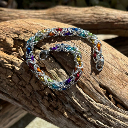 Chainmaille Rainbow Byzantine Bracelet