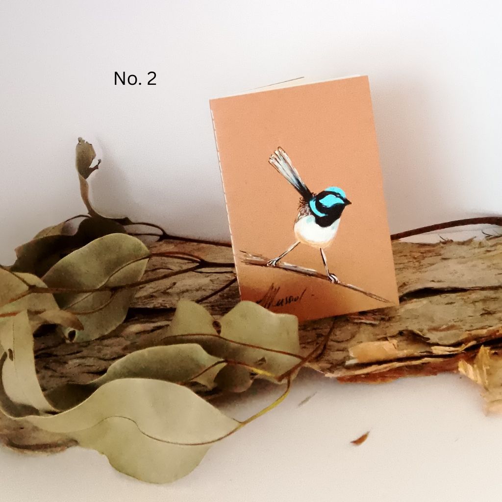 Pocket Handpainted Notebooks - Blue Wren. Single or set of 3