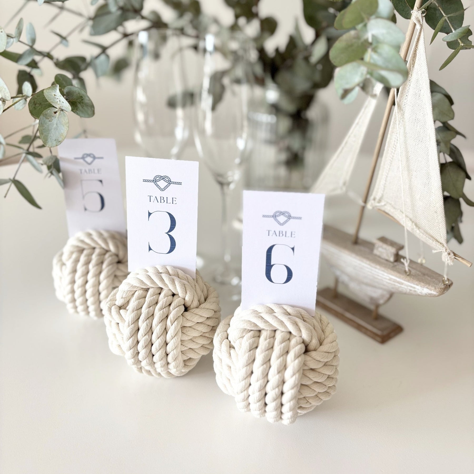 Monkey Fist Nautical Knots - Table Number Holder - SPECIAL ORDER
