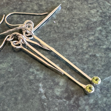 Sterling Silver Drop Earrings with Peridot