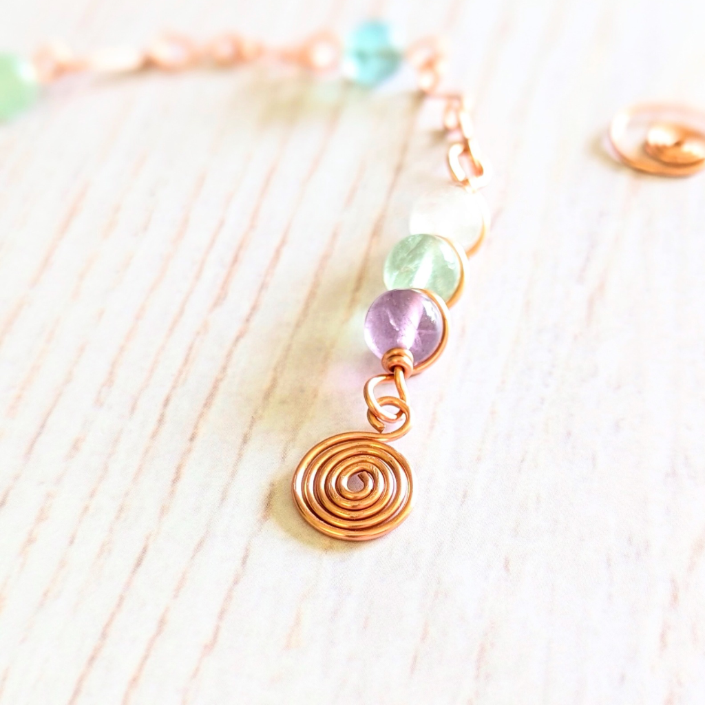 Rainbow fluorite crystal intention suncatcher - Calming - Handmade gift