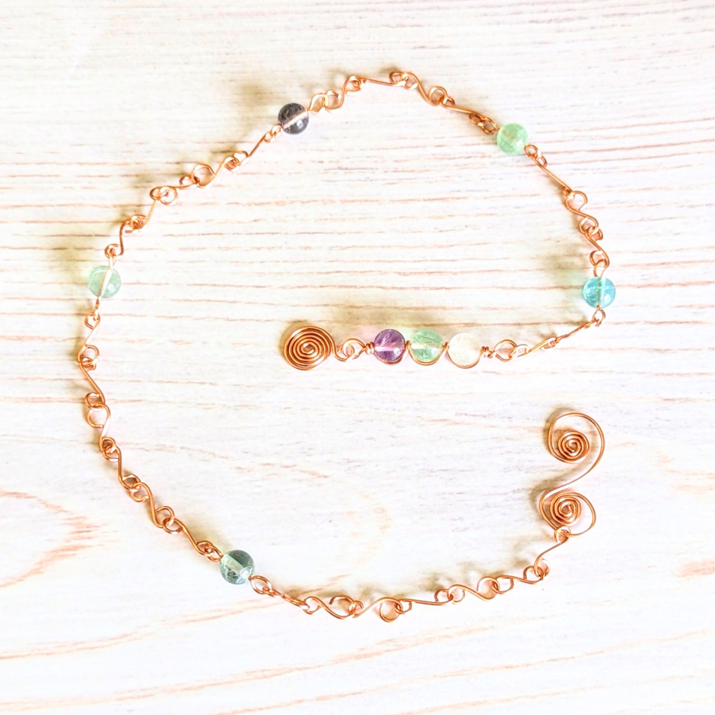 Rainbow fluorite crystal intention suncatcher - Calming - Handmade gift
