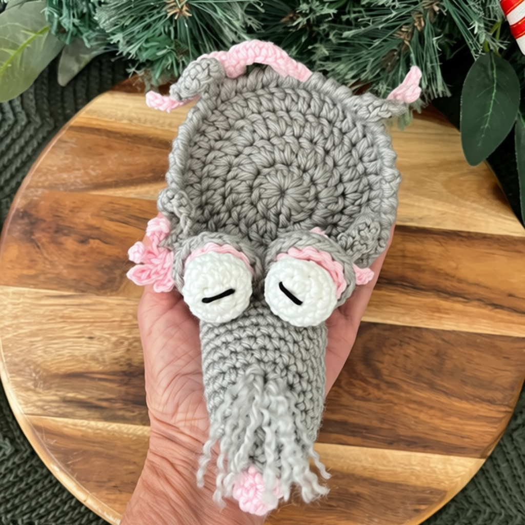 Crochet Mouse Lizard Flip Up Cup Coaster Gift Set