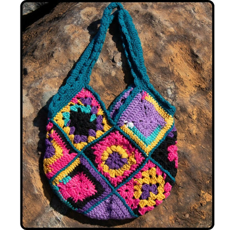 Flamboyant Granny Square Tote Bag