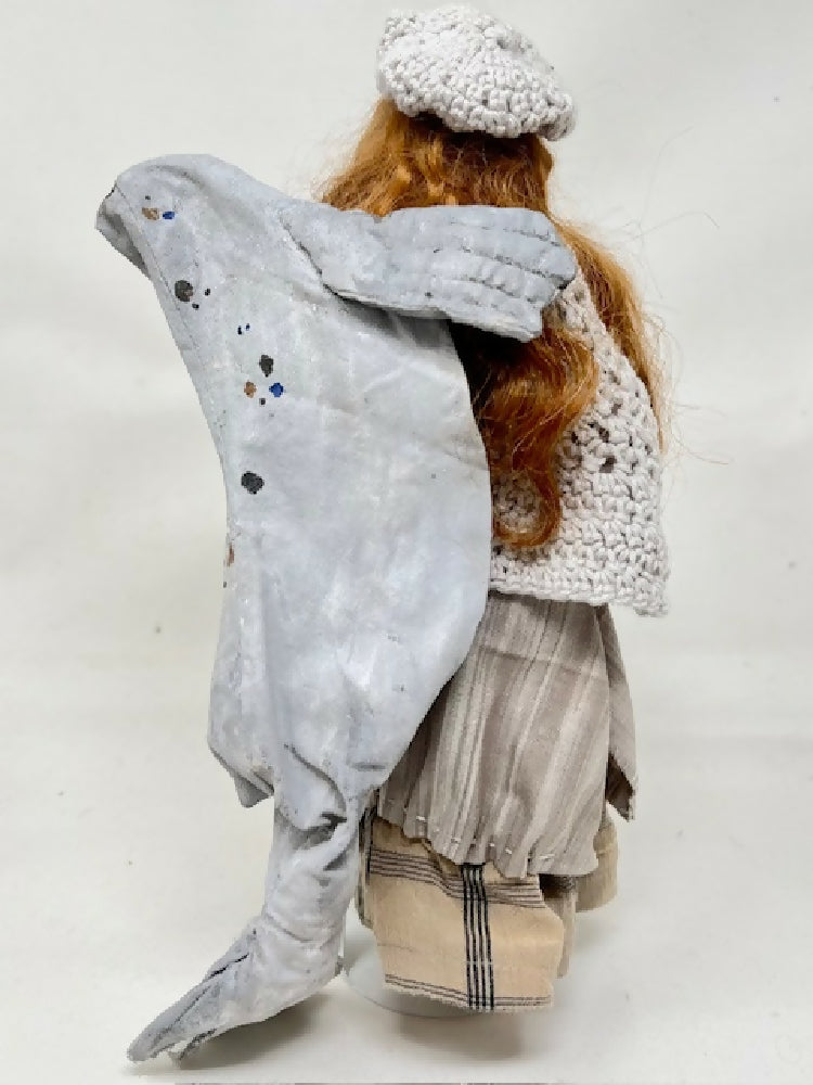 Selkie art doll, cloth seal, mixed media art sculpture