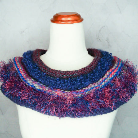 Paisley Purples Hand Knitted Cowl