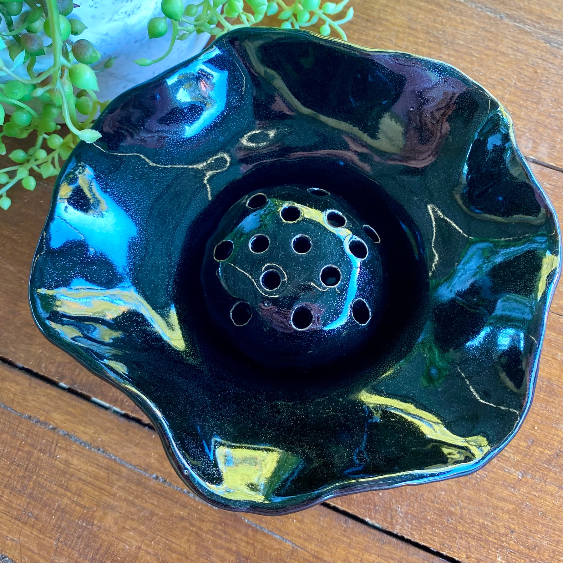 Organic Wave Bowls with Removable Dome Ikebana|Handmade Pottery