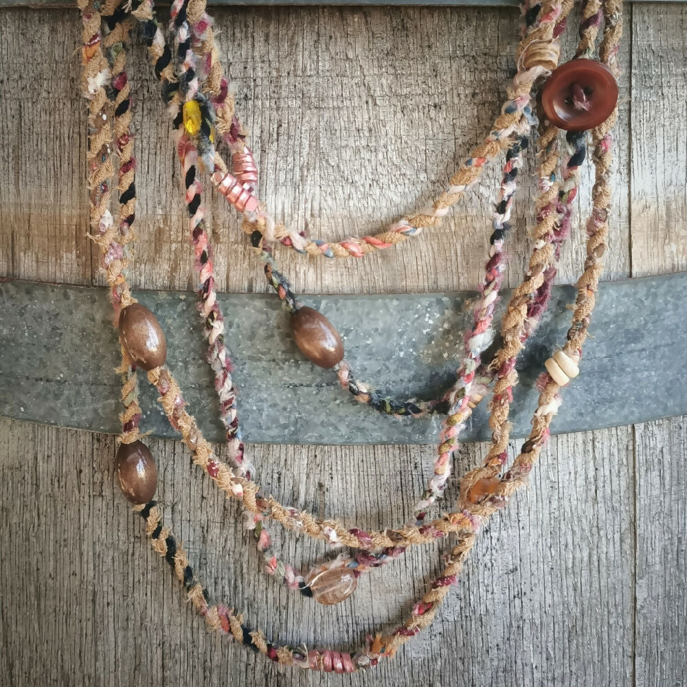 handmade cordage boho necklace earthy