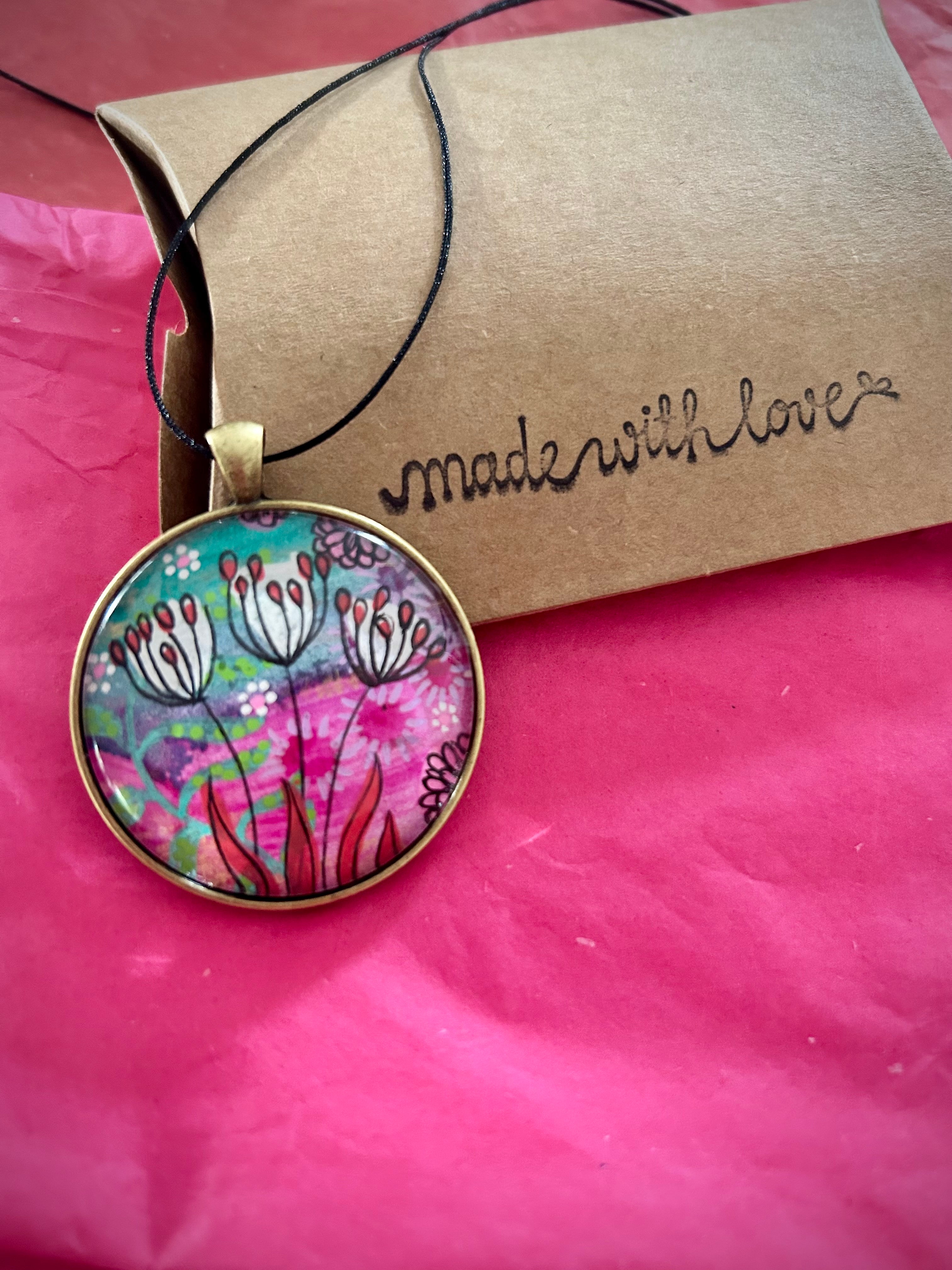 Hand-painted necklace: Berry Bright Sunshine