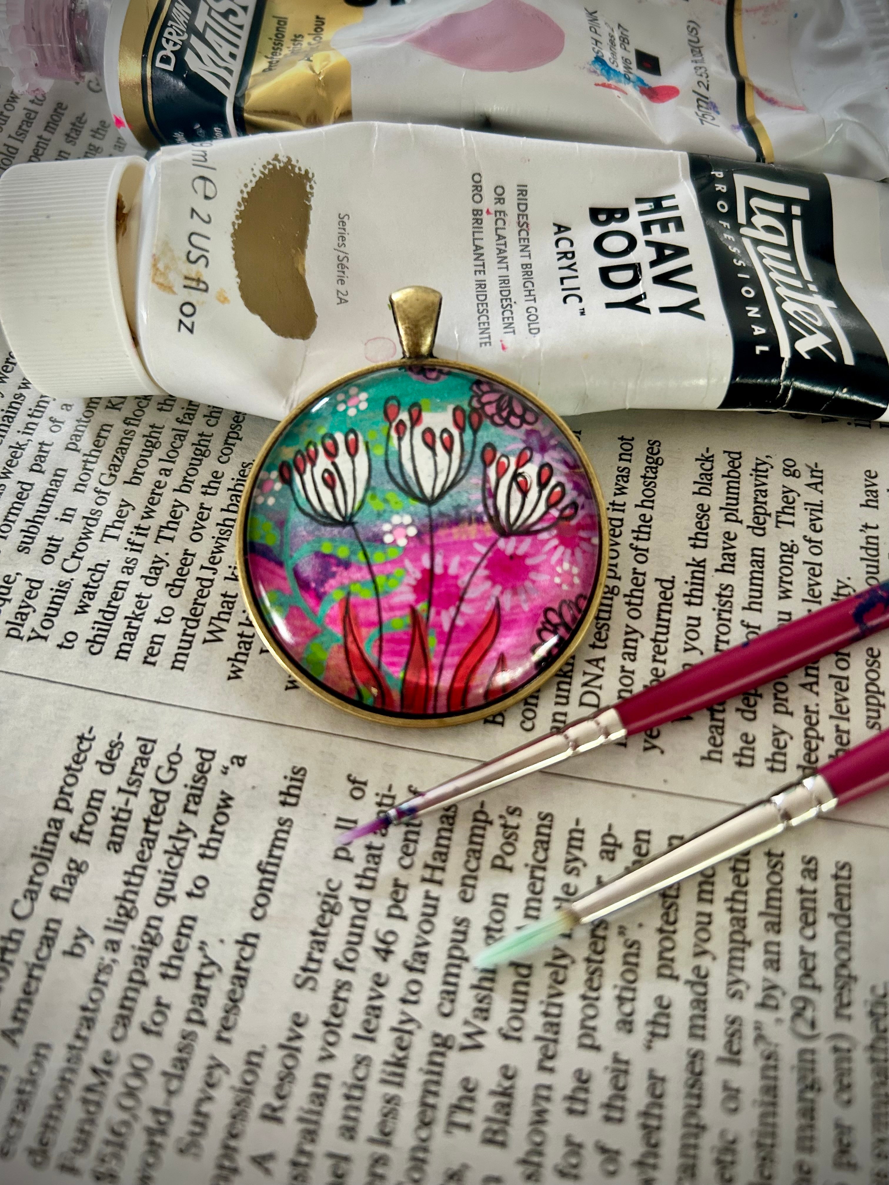 Hand-painted necklace: Berry Bright Sunshine