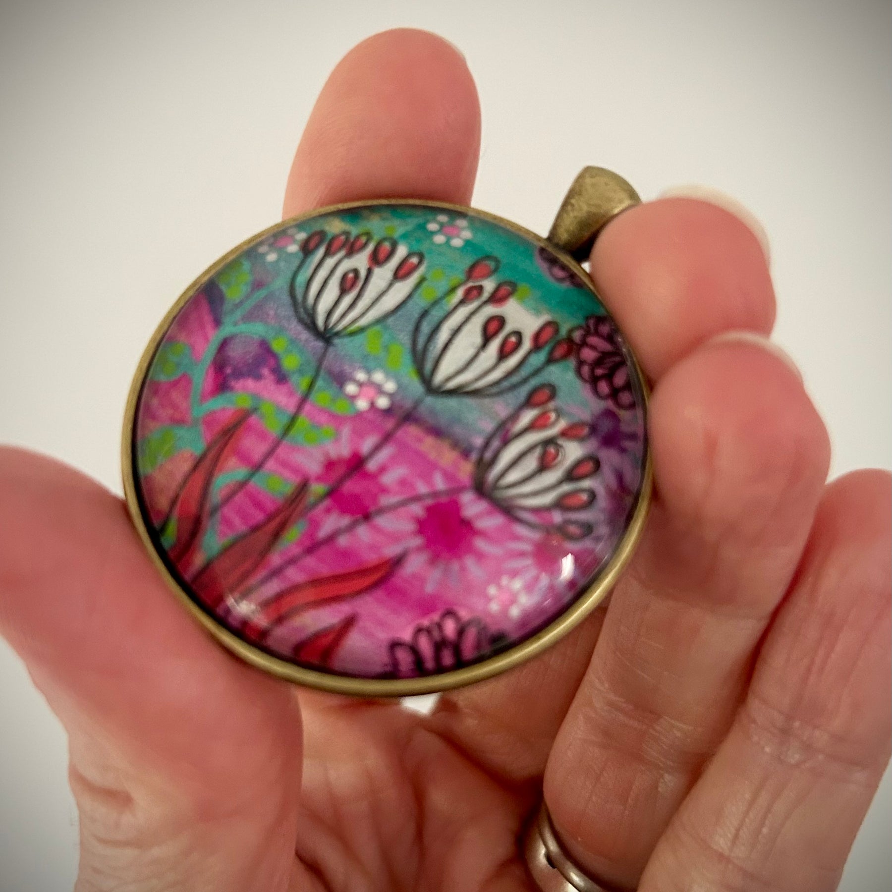 Hand-painted necklace: Berry Bright Sunshine