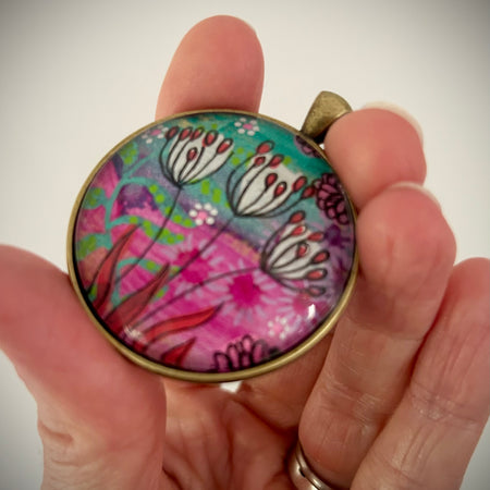 Hand-painted necklace: Berry Bright Sunshine