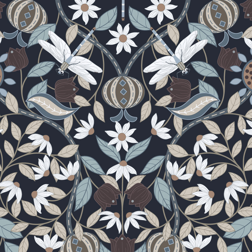 Summer Night Dragonfly Damselfly Blank Greeting Card