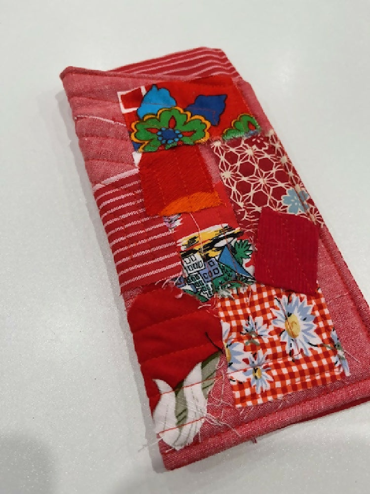 gorgeous red scrappy patch sunglass pouch