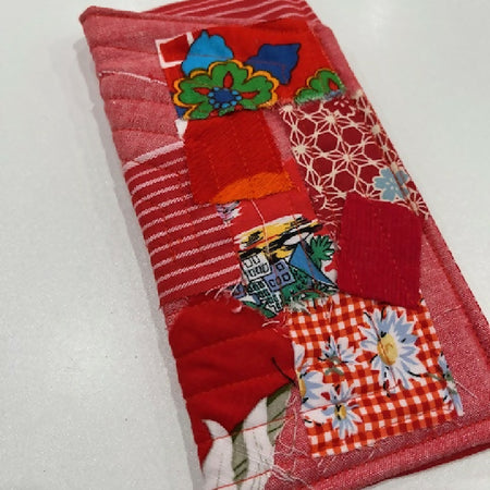 gorgeous red scrappy patch sunglass pouch