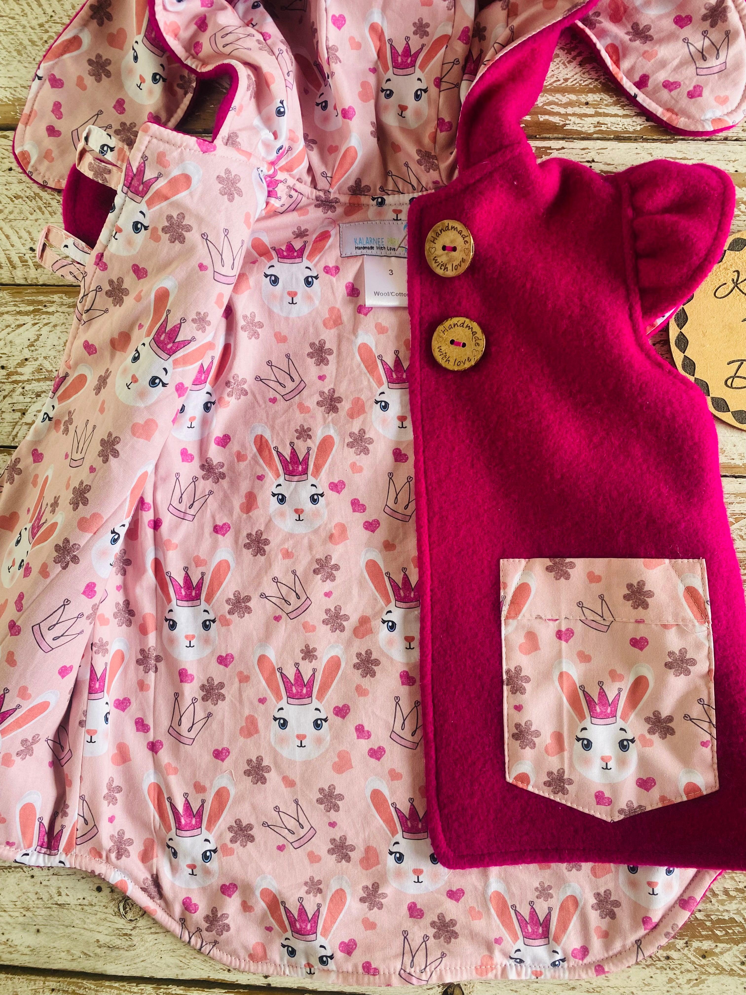 Easter Vintage Wool Blanket Upcycled Vest Size 3