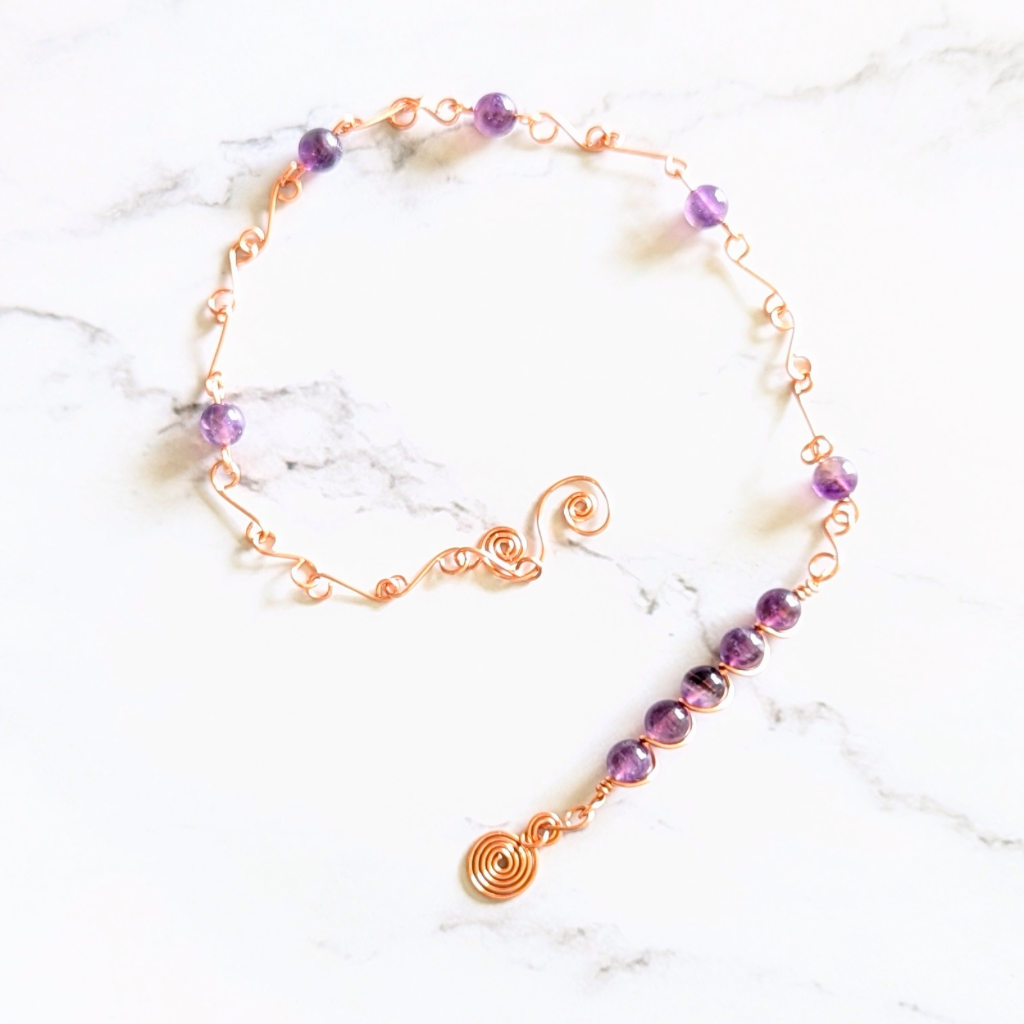 Amethyst crystal intention suncatcher - Peace & creativity - Handmade gift