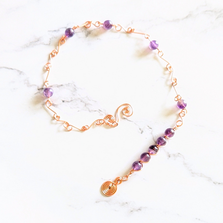 Amethyst crystal intention suncatcher - Peace & creativity - Handmade gift