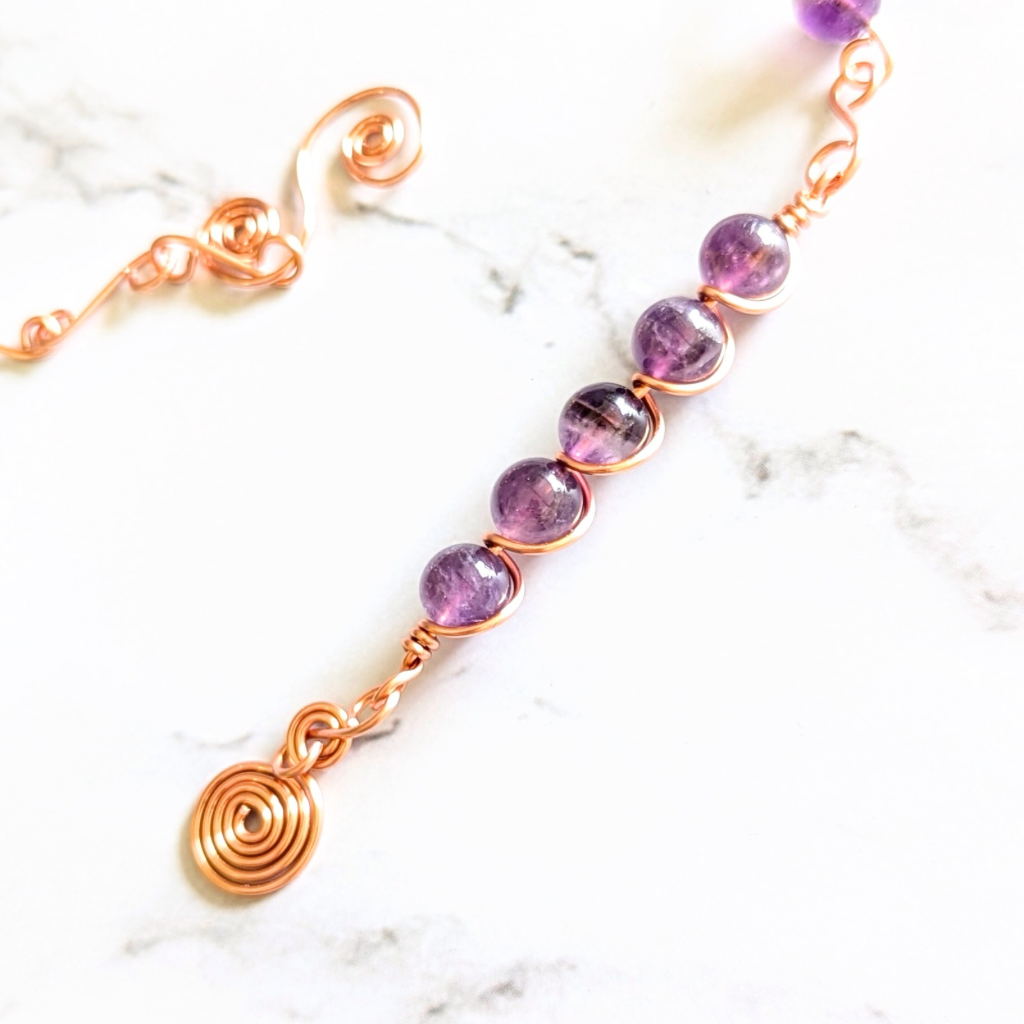 Amethyst crystal intention suncatcher - Peace & creativity - Handmade gift