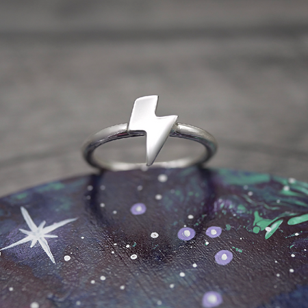 Lightning Bolt Ring - Handmade Sterling Silver Thunderbolt Ring