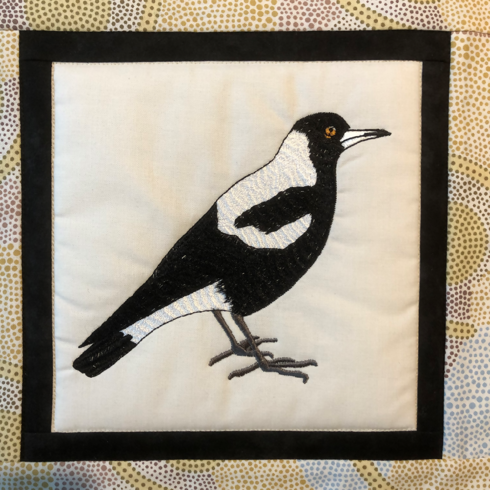 handmade Australian native quilted - magpie