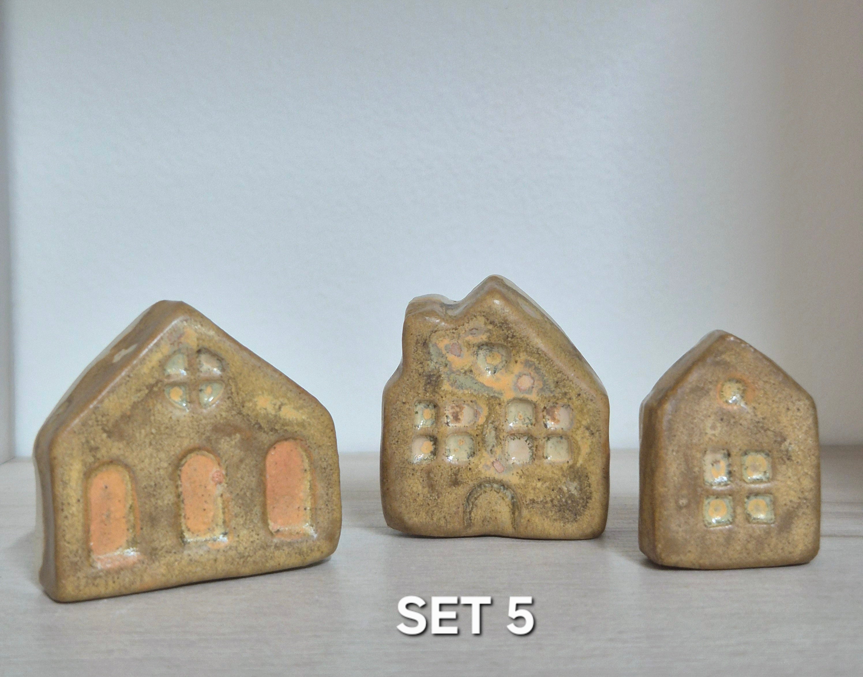 Handmade Ceramic Miniature Houses - Set of Three - Mothers Day Gift
