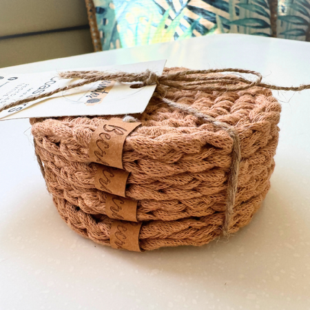 Coasters | Handmade crochet | Caramel | Home Decor | Gift Idea
