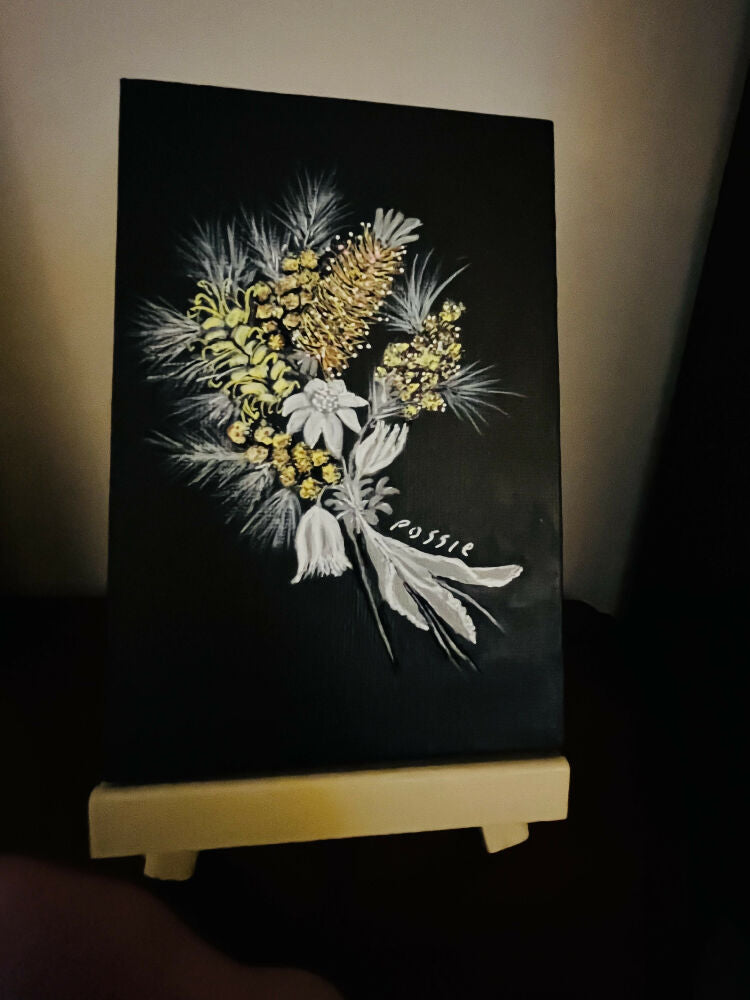 Miniature acrylic painting of Australian Flora