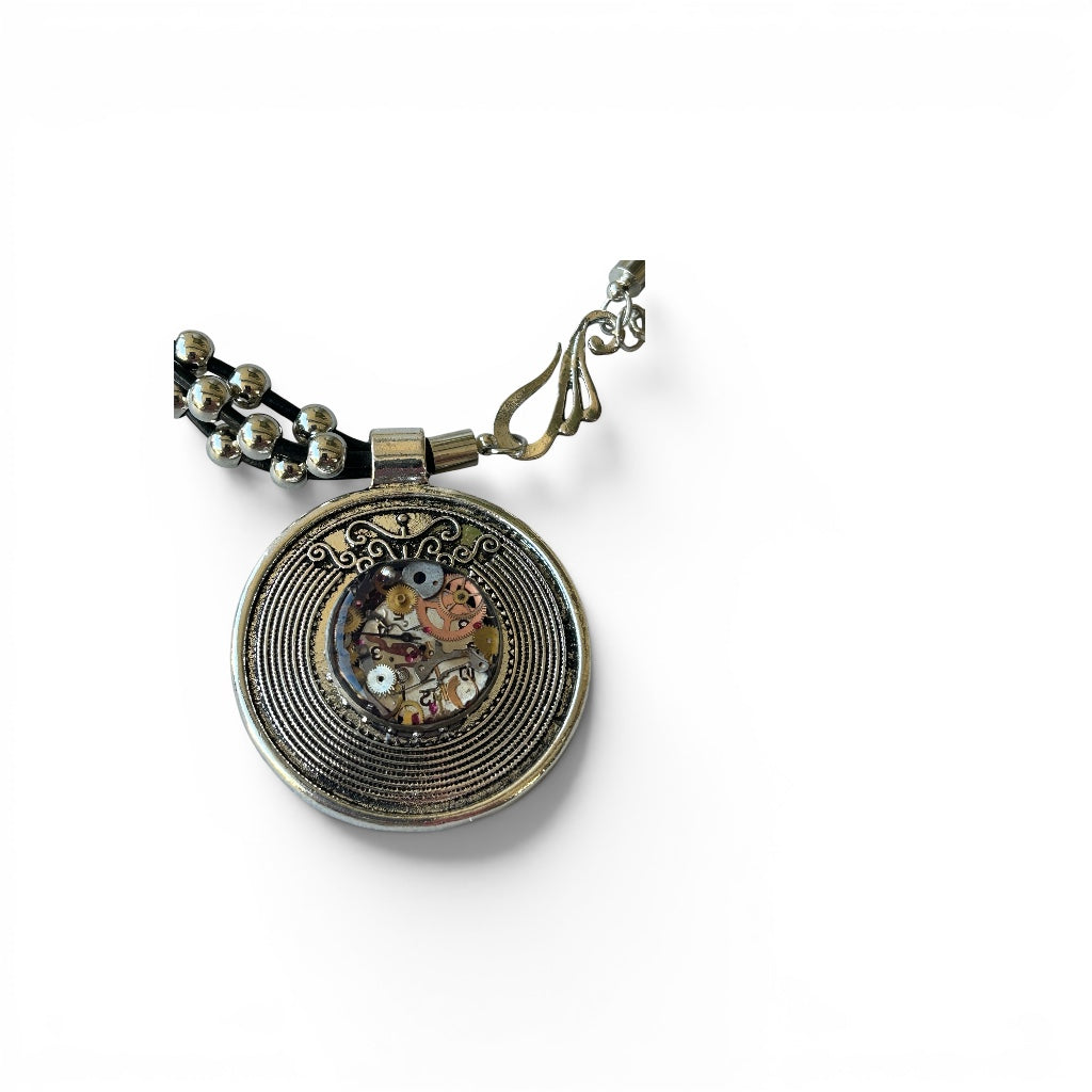 Steampunk watch parts silver medallion