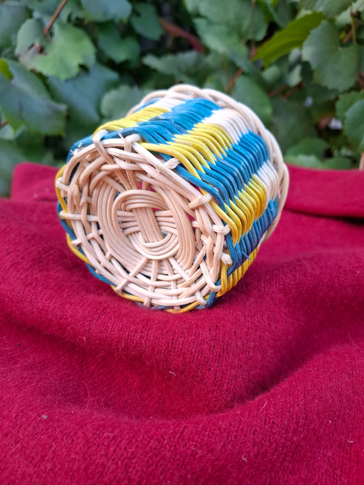 Small blue yellow basket