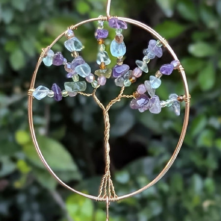 Amethyst and rainbow fluorite mini suncatcher