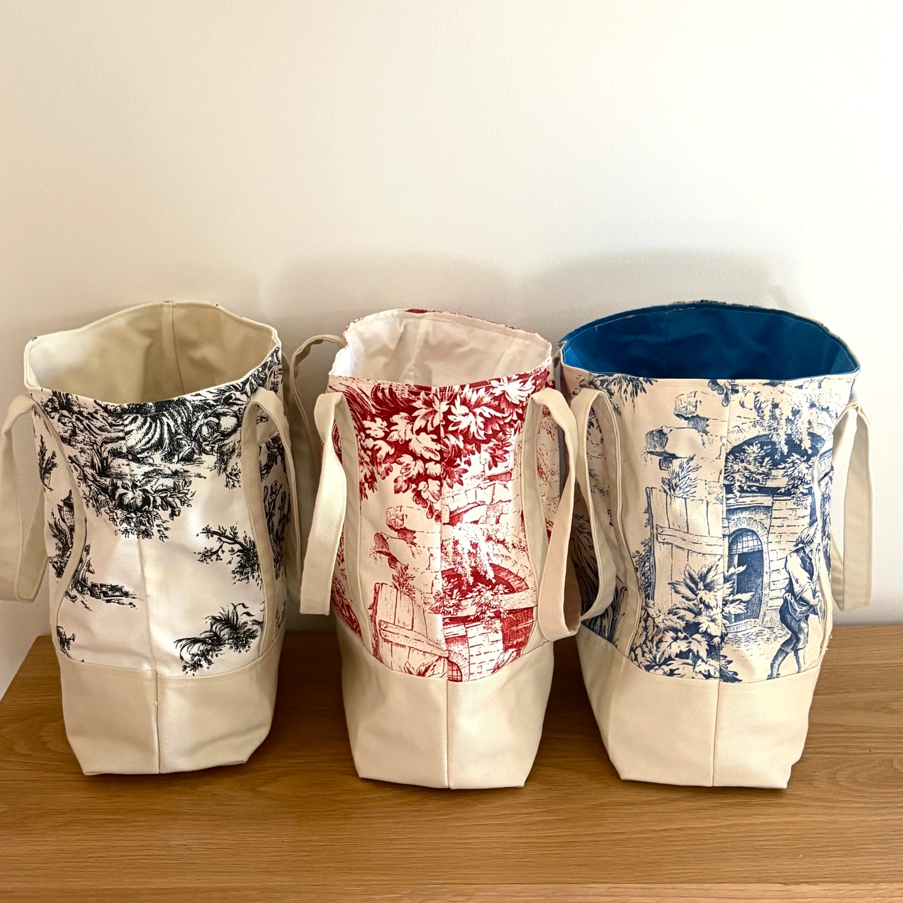Vintage Print Canvas Totes