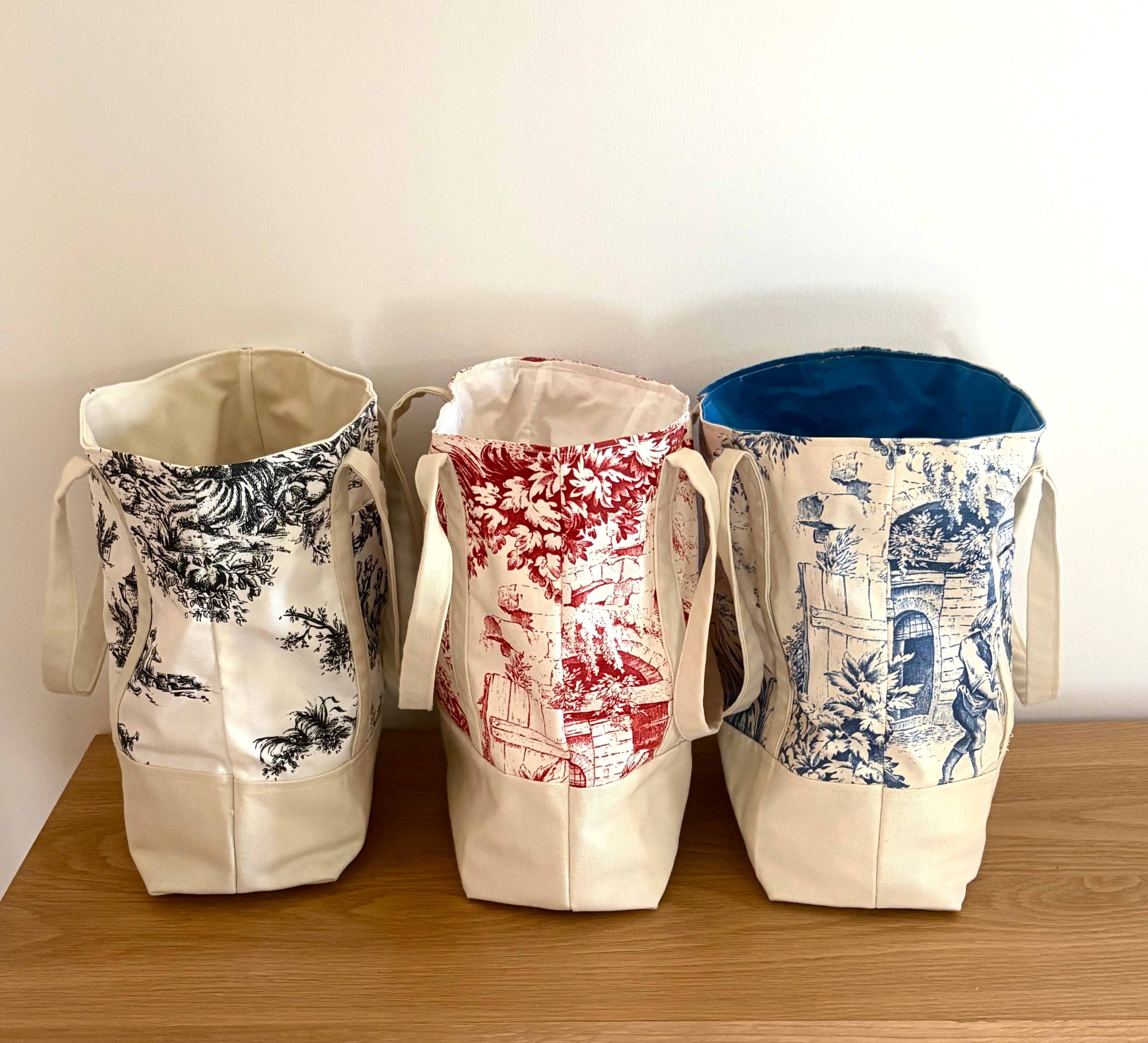 Vintage Print Canvas Totes
