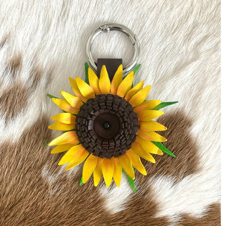 Leather Sunflower Keychain | Bag Charm