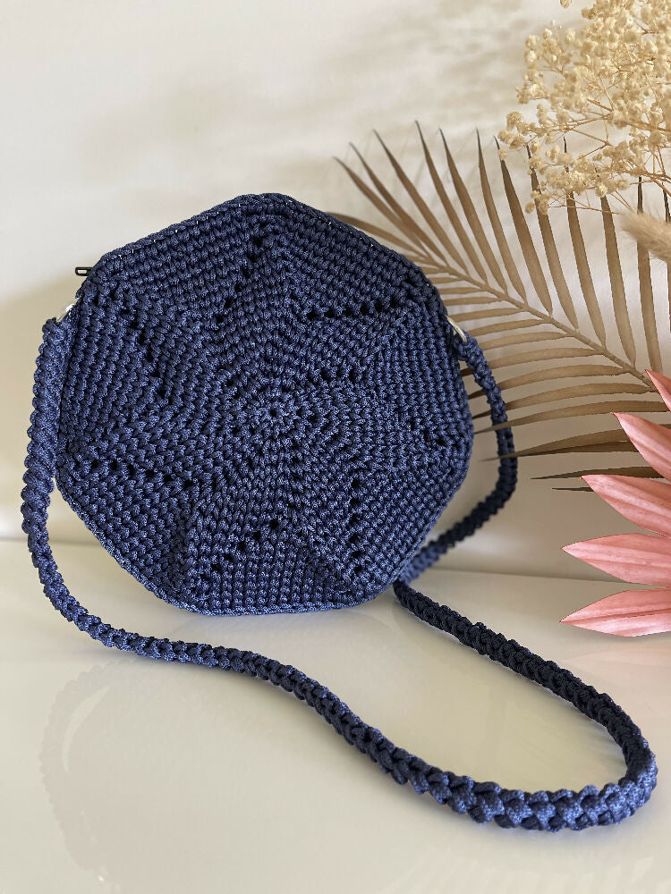 Navy crocheted bag