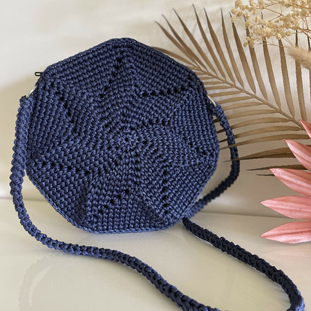 Navy crocheted bag