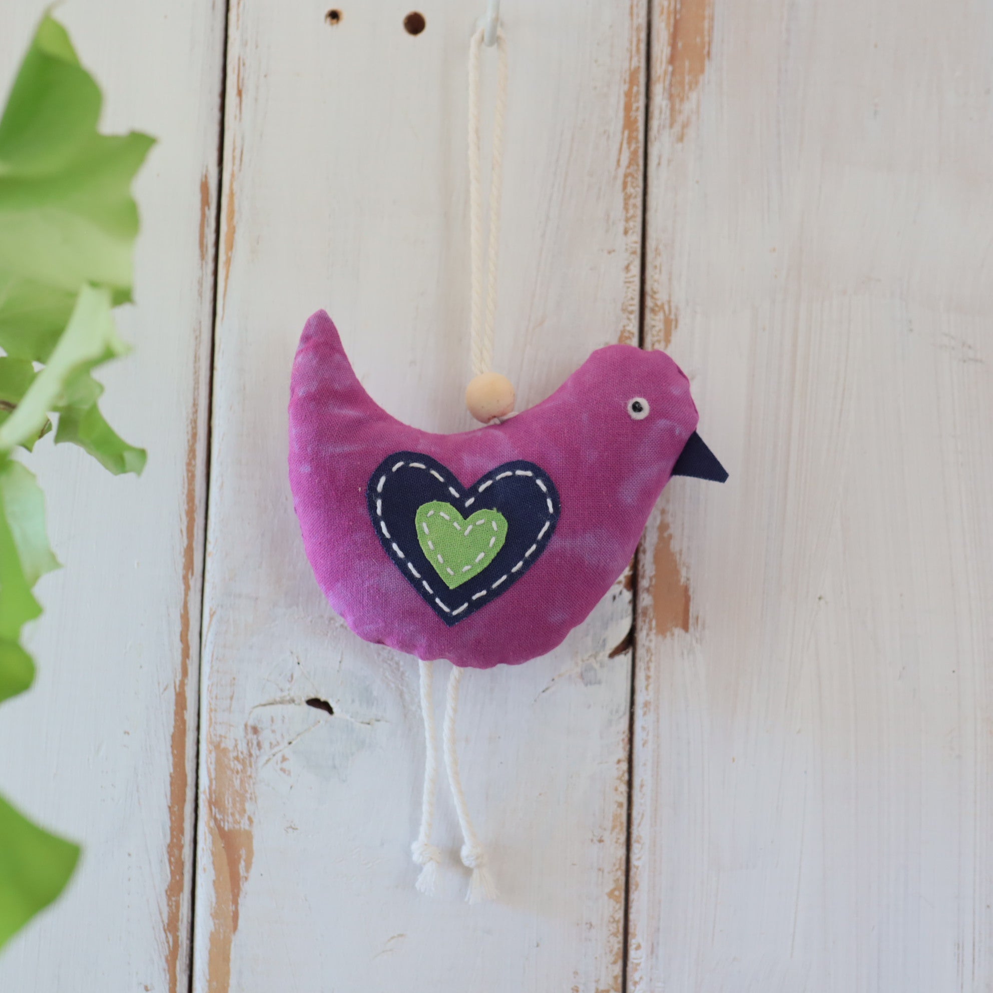 Bird Ornament Hand Dyed, Whymsical Bird Decoration, Love Bird.