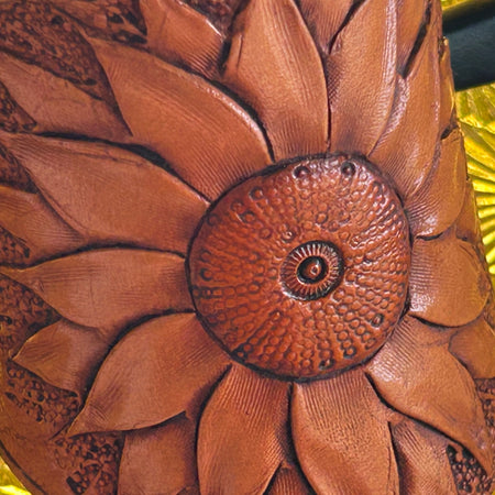 Leather Sunflower Hair Barrette