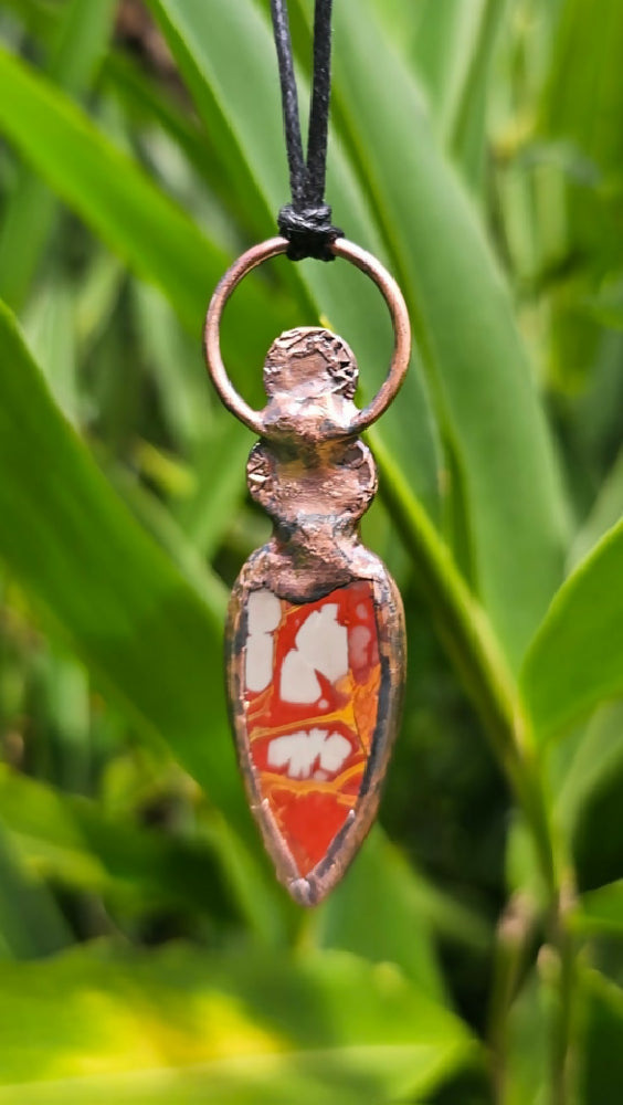 Carnelian, Mookaite and Noreena Jasper Copper Electroformed Pendant