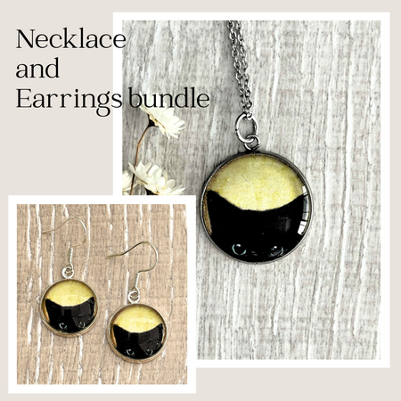 Little Black Cat Bundle ~ Necklace and Earring Set
