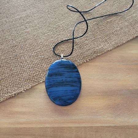 Royal blue fused glass - statement pendant