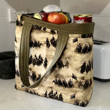 Grocery Tote ...Lined with storage pouch ... Heroes