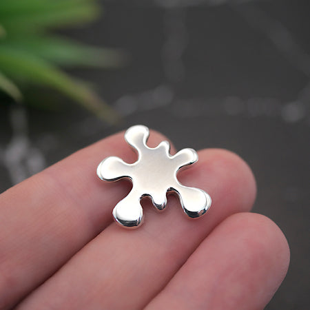 Ink Splat Pin - Handmade Sterling Silver Brooch Lapel Pin