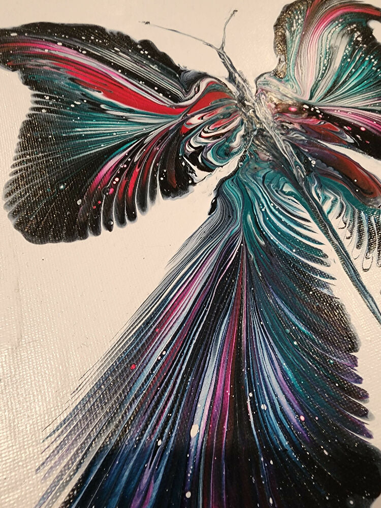 Original Fluid Art Illuminated Butterfly Painting