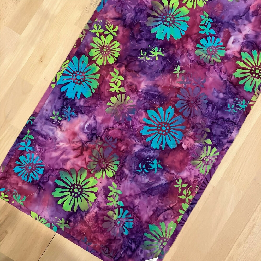 table runner handmade quilted batik - tropical