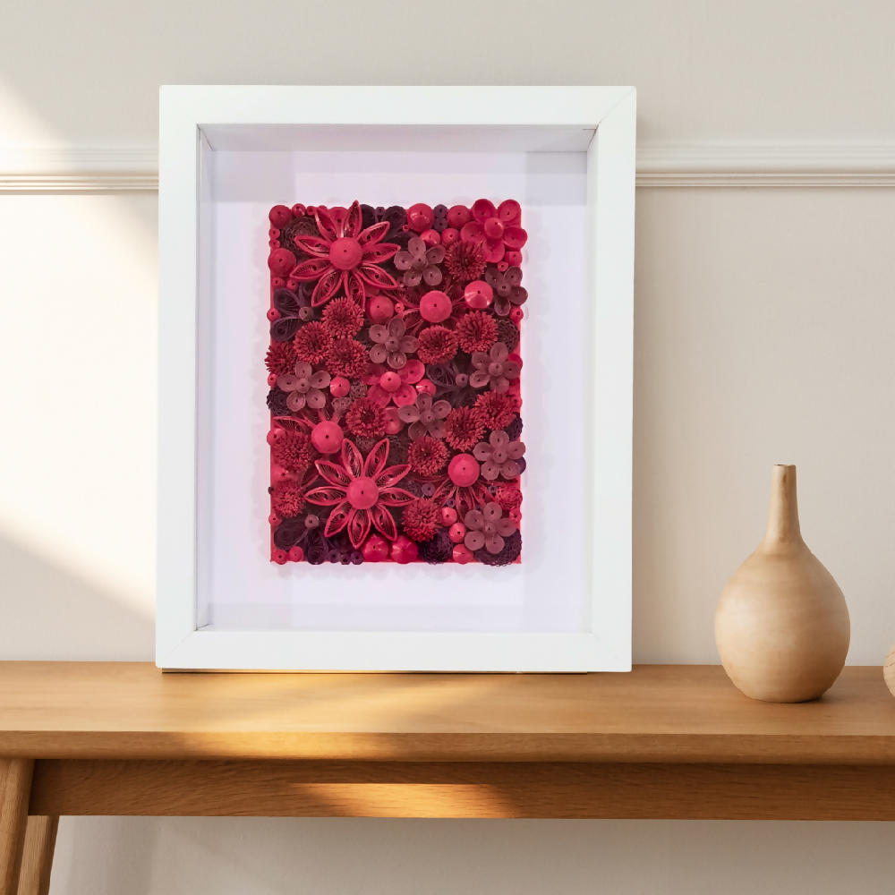 Wall Art - Quilled red floral abstract